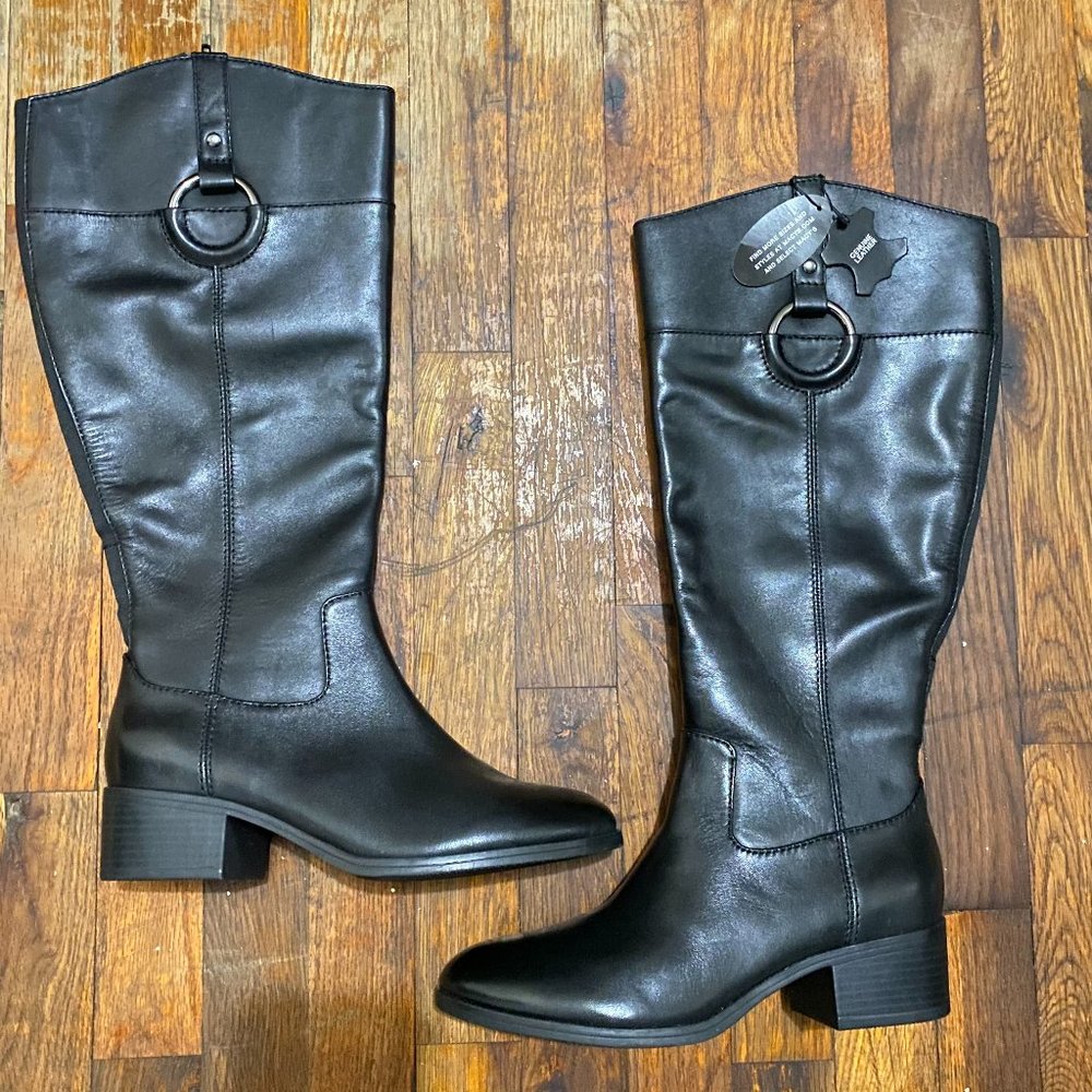 Alfani Black Genuine Leather Boots Size 8.5
